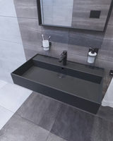 Crna mat miješalica za umivaonik enoročna Paffoni Vallone brez odtoka s otvorenom ručicom