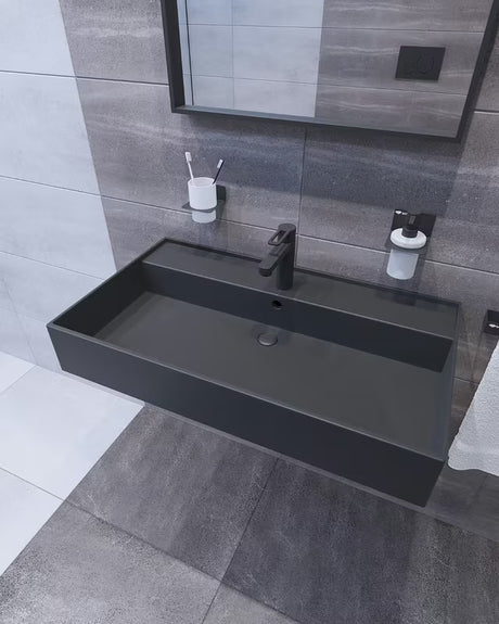 Paffoni Vallone crna mat stoječa armatura za umivalnik brez odtoka s otvorenom ručicom