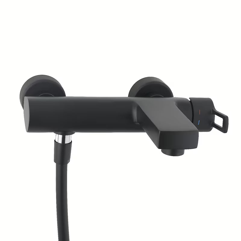 Enoročna stenska armatura za kad Paffoni Vallone s tuš setom u crnoj mat izvedbi