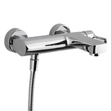 Krom enoročna stenska armatura za kad Paffoni Vallone s tuš setom u četvrtastom dizajnu