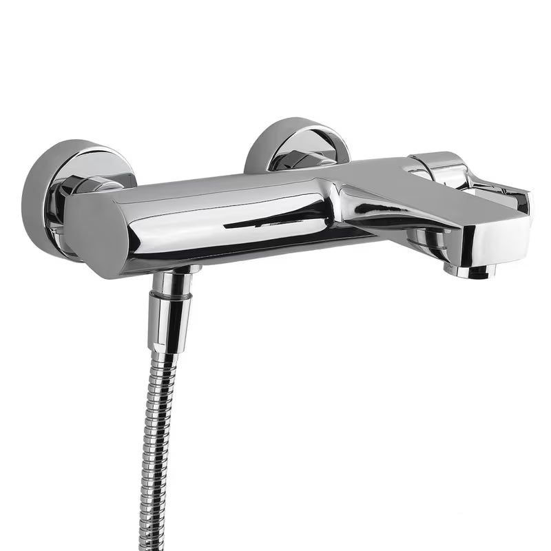 Krom enoročna stenska armatura za kad Paffoni Vallone s tuš setom u četvrtastom dizajnu
