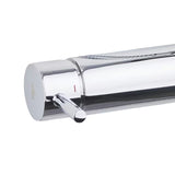 Tušni sistem Paffoni Chrome z enoročno armaturo, ročno in nadglavno prho v okroglem dizajnu.