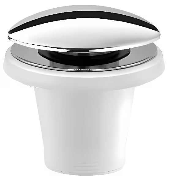Kromiran sifon za kad avtomatik ClickClack pro kadi brez preliva s premerom čepa 52 mm