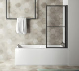 Crna stena za kopalno kad Polysan Kagera 140 cm s preklapanjem ke prema zidu i pneumatskim podizanjem