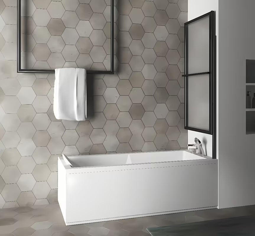 Crna stena za kopalno kad Polysan Kagera 140 cm s preklopom uz zid i pneumatskim podizanjem