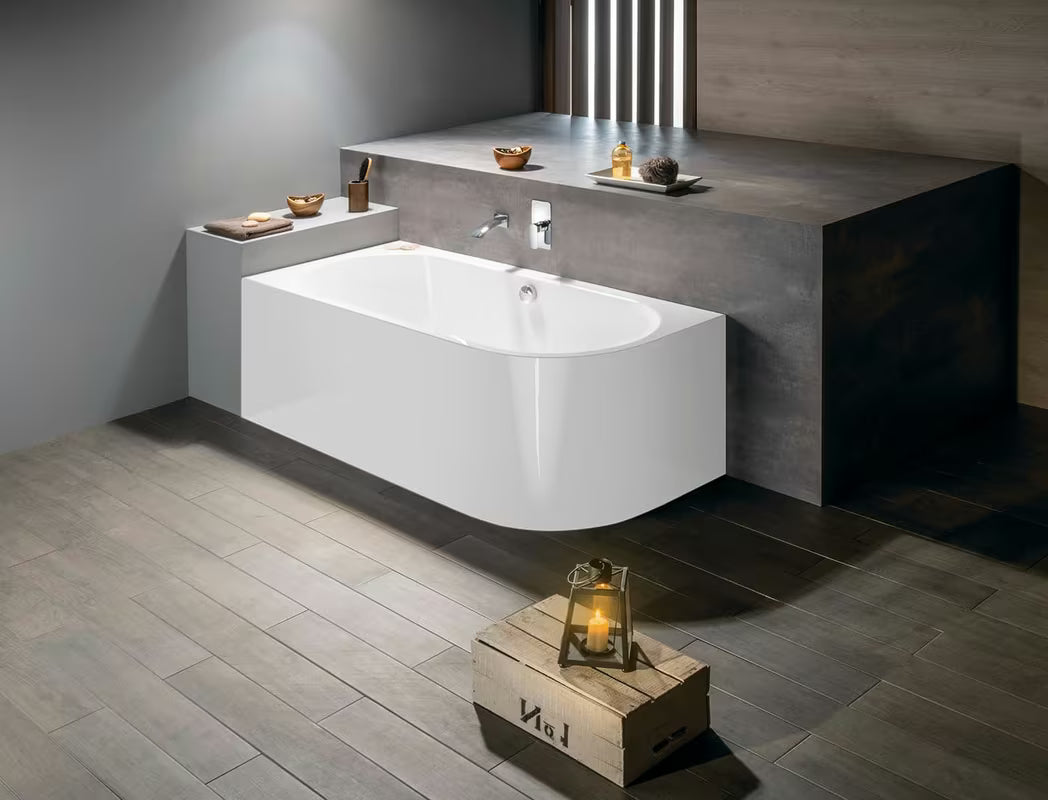 Lijeva asimetrična kad Polysan Viva L Monolith 170x75 cm od lijevanog akrila s monolitnom oblogom.