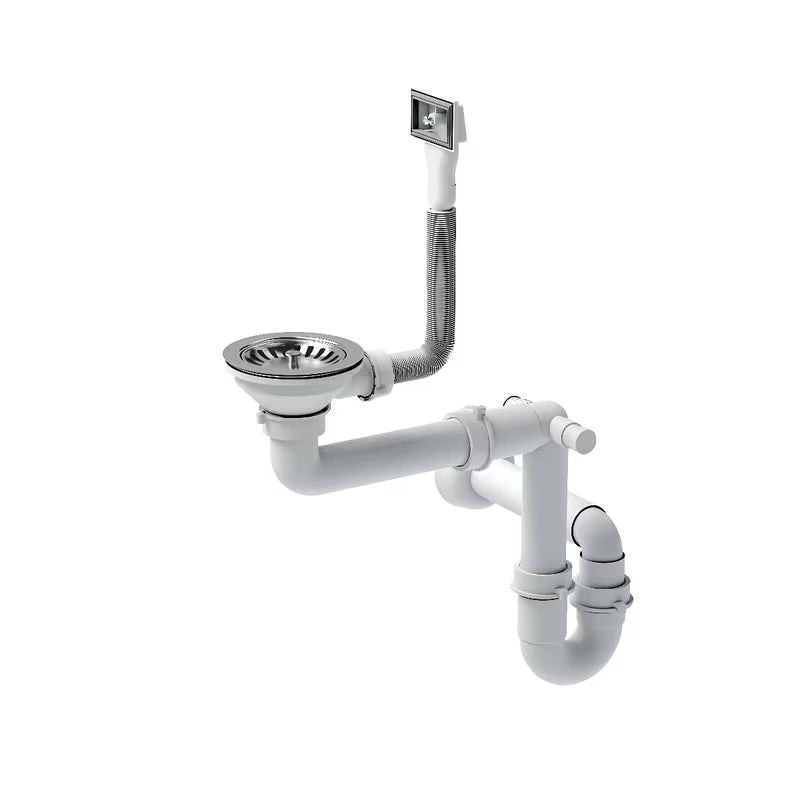 Kuhinjski enojno korito Quadron iz nerjavečega jekla 44x19 cm z odtokom in sifonom