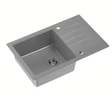 Sivi granitni pomivalno korito z odcejalnikom pro, montaža za delovni pult Quadron Peter