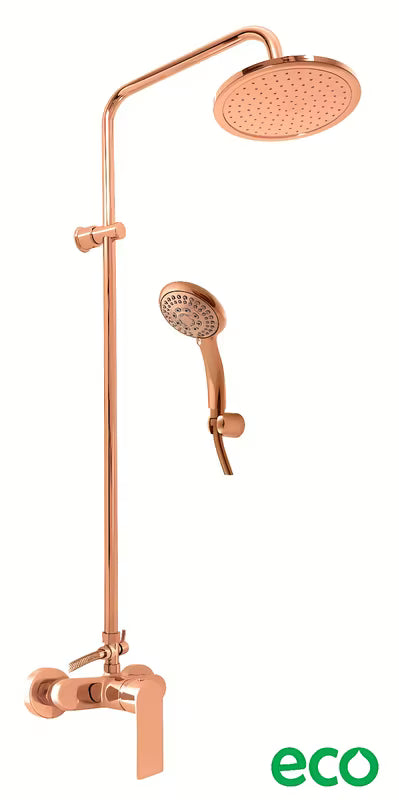 Tušni sistem Rav Slezak Nil u brušenom ružičasto-zlatnom finišu s nadglavnim i ručnim tušem