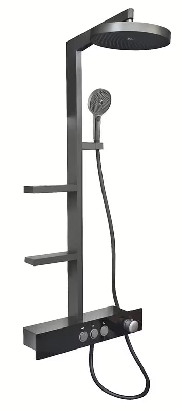 Tušni sistem Rav Slezak metal grey z nadglavno prho ⌀ 300 mm in 3-položajno ročno prho