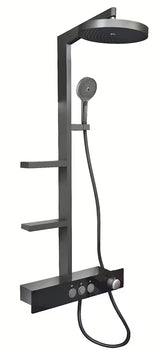 Tušni sistem Rav Slezak metal grey z nadglavno prho ⌀ 300 mm in 3-položajno ročno prho