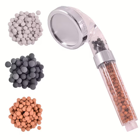 Prozirni ručni tuš ročka Rav Slezak s mikro mlaznicama i filtracijskim mineralnim kamenčićima, Ø 80 mm.