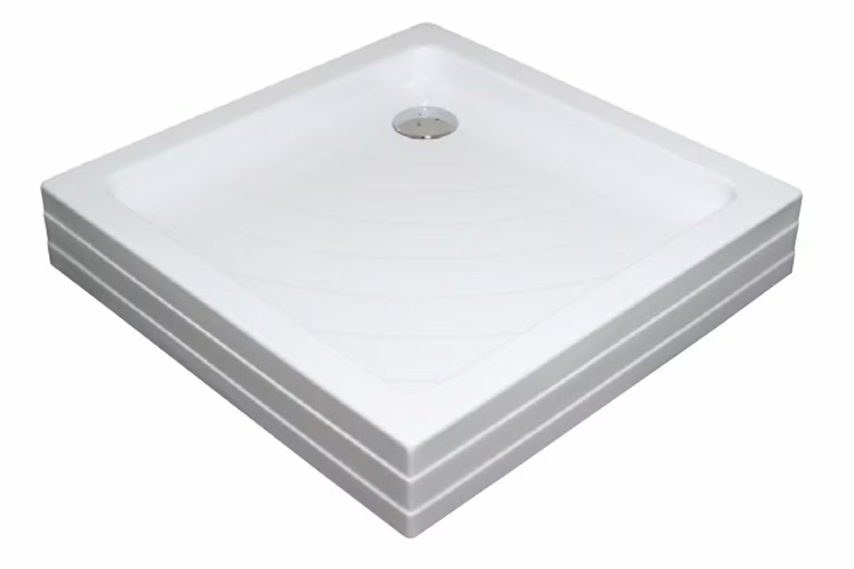 Bela kvadratna tuš kad Ravak Angela PU 90x90 cm iz akrila s samonosilnim panelom