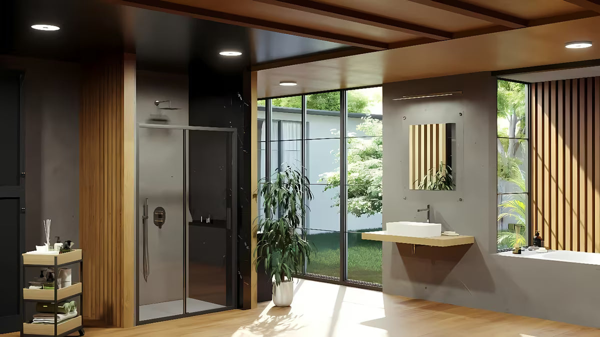 Ravak Blix Slim tuš vrata 120 cm u crnoj boji s prozirnim staklom i kliznim otvaranjem.