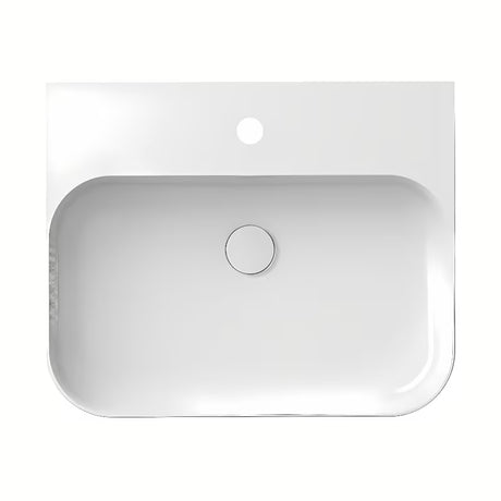 Bijeli tankostijeni keramički umivaonik Ravak Ceramic Slim na pult s preljevom i otvorom pro za stojeću slavinu.