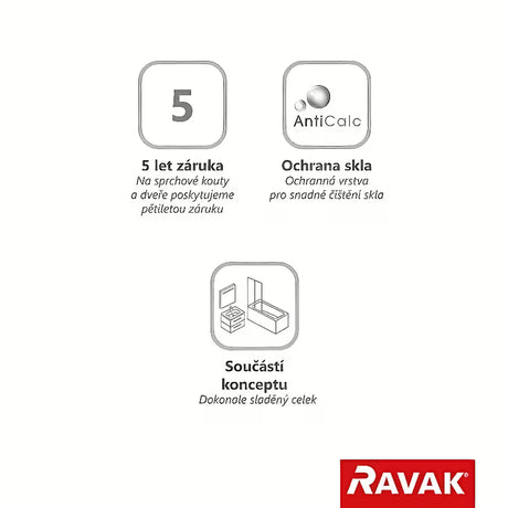 Bočna stena za tuš vrata Ravak Chrome 100 cm s prozornim steklom Transparent in obdelavo Ravak anticalc®.