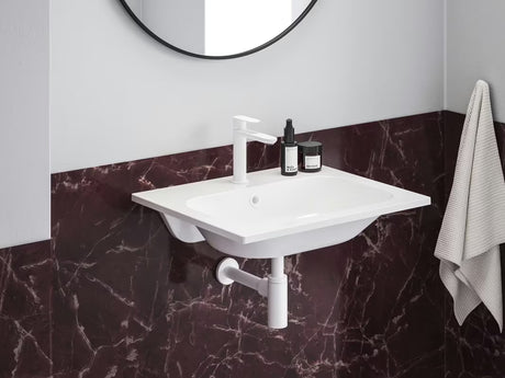 Bel pohištveni umivalnik Ravak Chrome Slim 60 x 49 cm iz litega marmorja s prelivom