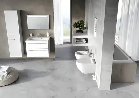 Beli viseča WC školjka Ravak Chrome RimOff brez splakovalnega roba s skritim pritrjevanjem EasyFix