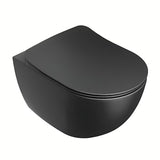 Viseča WC školjka Ravak Chrome v črni mat barvi z brezrobnim splakovanjem RimOff in skritim pritrjevanjem EasyFix.