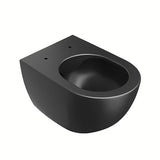 Viseča WC školjka Ravak Chrome v črni mat barvi z brezrobnim splakovanjem RimOff in skritim pritrjevanjem EasyFix.