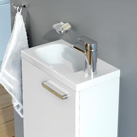 Bijeli viseče umivalnik Ravak Chrome 40 x 22 cm, desna izvedba, brez preliva