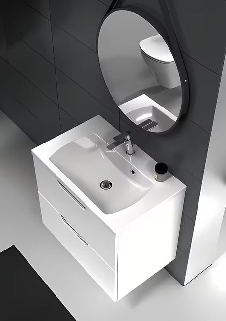 Bijela sjajna kopalniška omarica pod umivalnik Ravak Classic II 60 s dvije ladice