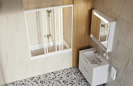 Bijela sjajna kopalniška omarica pod umivalnik Ravak Classic II 60 s dvije ladice