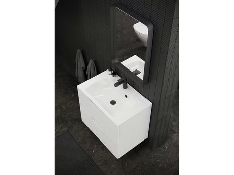 Bijelo pohištveni umivalnik Ravak Classic Slim 600 od lijevanog mramora s preljevom