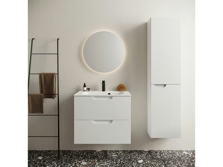 Bijelo pohištveni umivalnik Ravak Classic Slim 600 od lijevanog mramora s preljevom