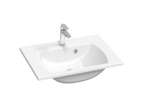 Beli pohištveni umivalnik Ravak Classic Slim 600 iz litega marmorja s prelivom