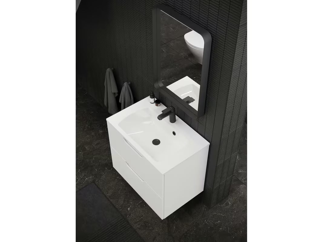 Beli pohištveni umivalnik Ravak Classic Slim 600 iz litega marmorja s prelivom