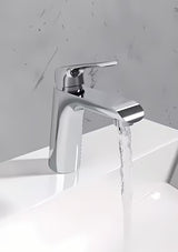 Stoječa armatura za umivalnik Ravak Flat v sijajnem kromu brez odtoka