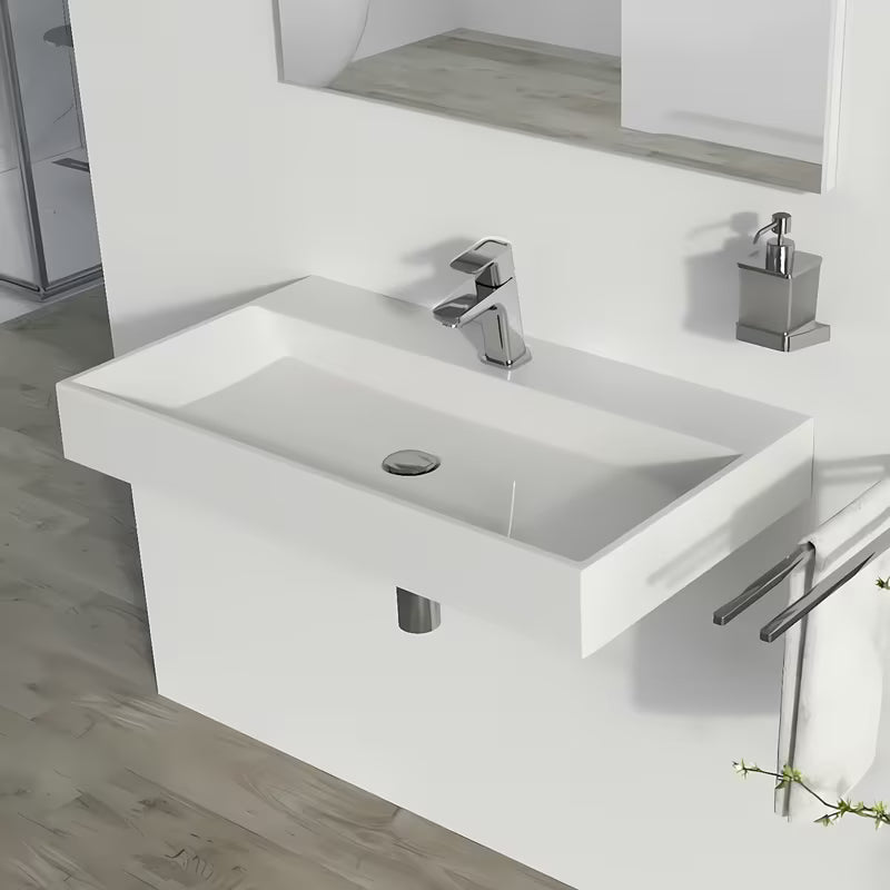 Beli viseči umivalnik Ravak Natural 80x45 cm iz litega marmorja brez preliva