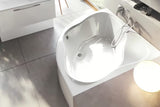 Kotna kad Ravak Newday 150x150 cm iz litega akrila z integriranim sedežem