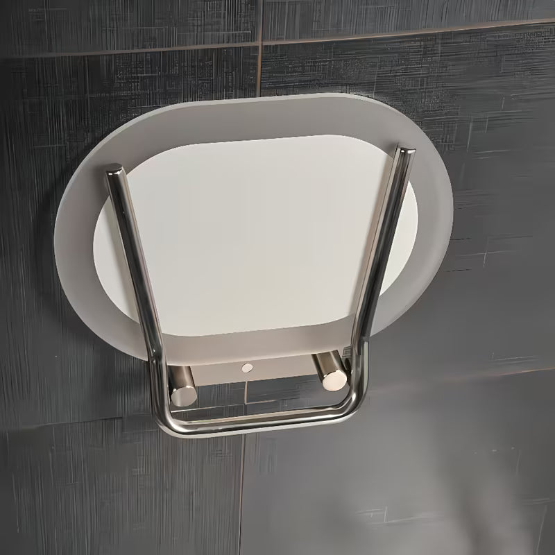 Zložljivo sedež za tuš Ravak Ovo Chrome s konstrukcijom od nehrđajućeg čelika i poluprozirno bijelim sjedalom Clear