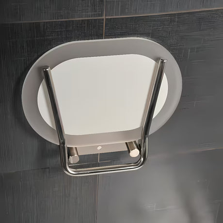 Zložljivo sedež za tuš Ravak Ovo Chrome s konstrukcijom od nehrđajućeg čelika i poluprozirno bijelim sjedalom Clear