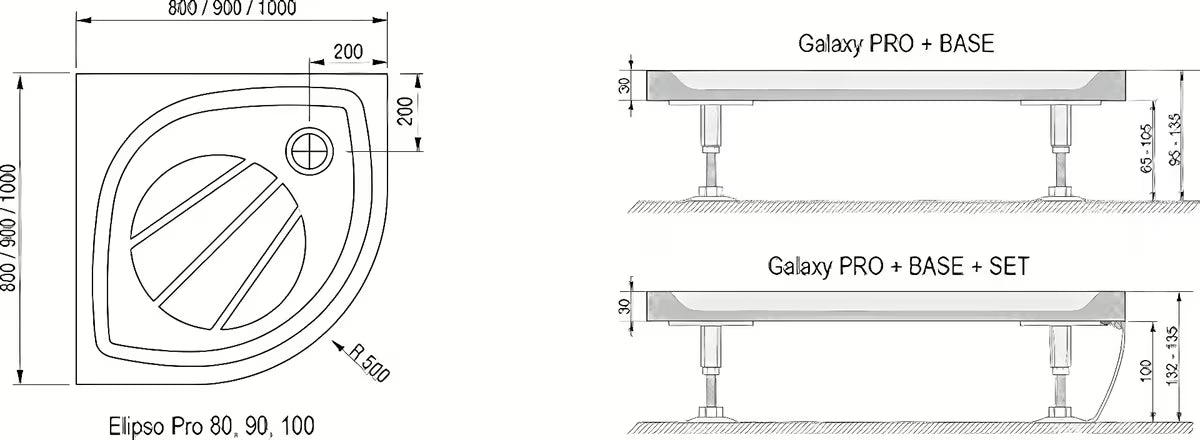 Bijela prednja obloga za četvrtastu tuš kadu Ravak Elipso Pro Flat R550 s pričvrsnim kopčama
