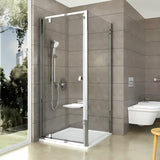 Tuš vrata Ravak Pivot 90 cm u sjajnom kromu s prozirnim staklom i zaokretnim otvaranjem