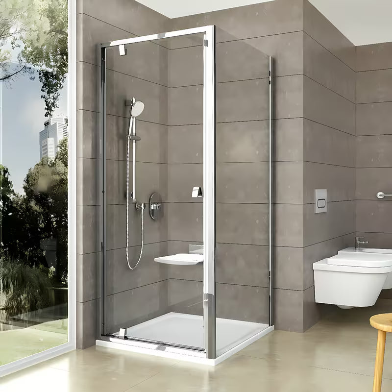 Tuš vrata Ravak Pivot 90 cm u sjajnom kromu s prozirnim staklom i zaokretnim otvaranjem