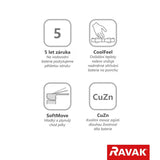 Stenska armatura za tuš Ravak Puri v krom izvedbi s tehnologijo CoolFeel