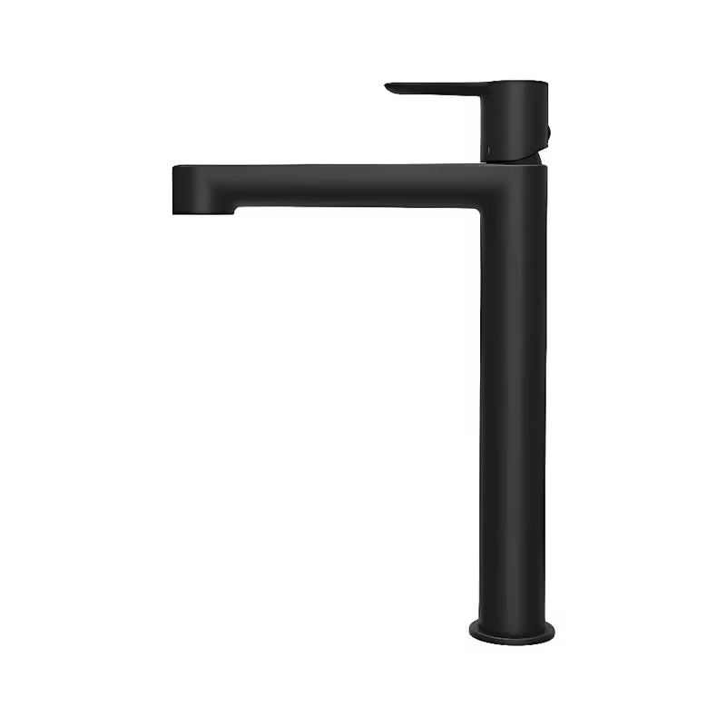 Črna mat stoječa armatura za umivalnik Ravak Puri brez odtoka z aeratorjem FlexiFlow.