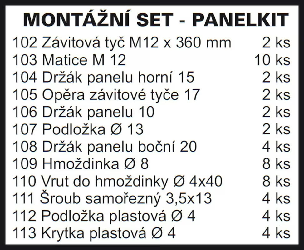 Montažni komplet Ravak Panelkit pro za pričvršćivanje obložne ploče na tuš kadu Sabina 90x90.