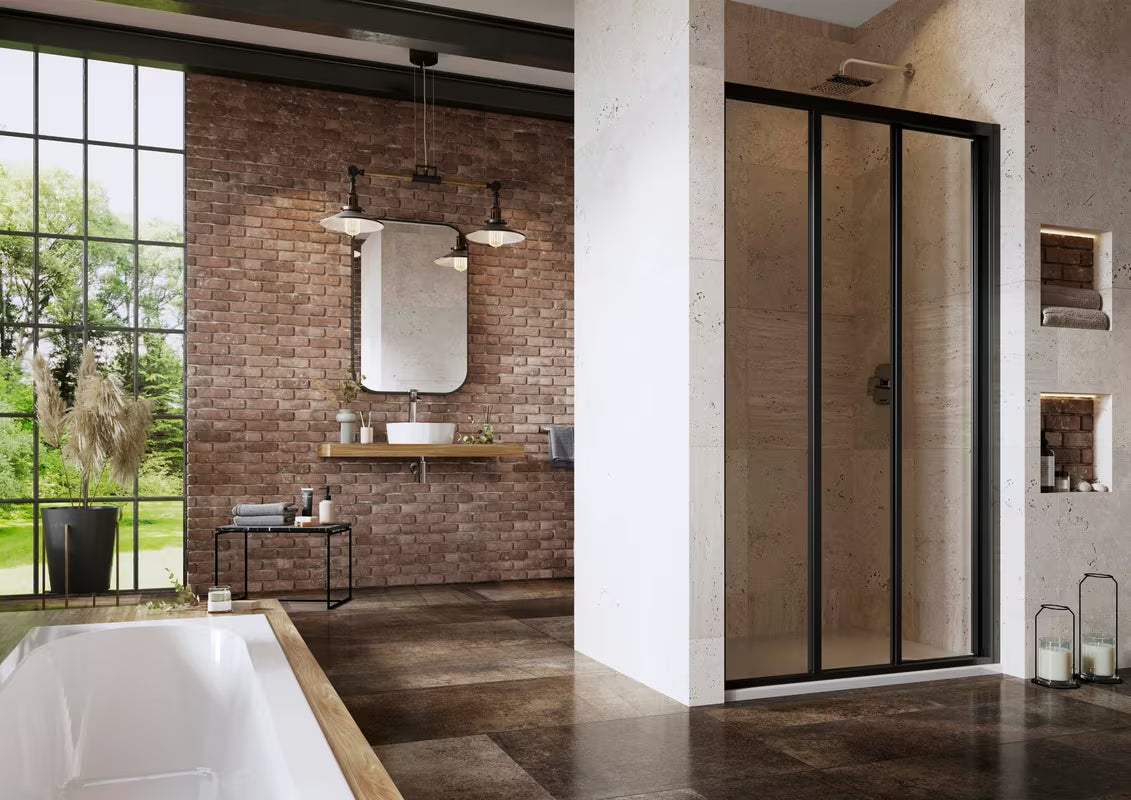 Crni drsno tuš vrata Ravak Supernova 80 cm s prozirnim sigurnosnim staklom Transparent