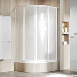 Polkrožna tuš kabina Ravak Supernova 80x80 cm u bijeloj boji s neprozirnom ispunom Pearl i kliznim otvaranjem.