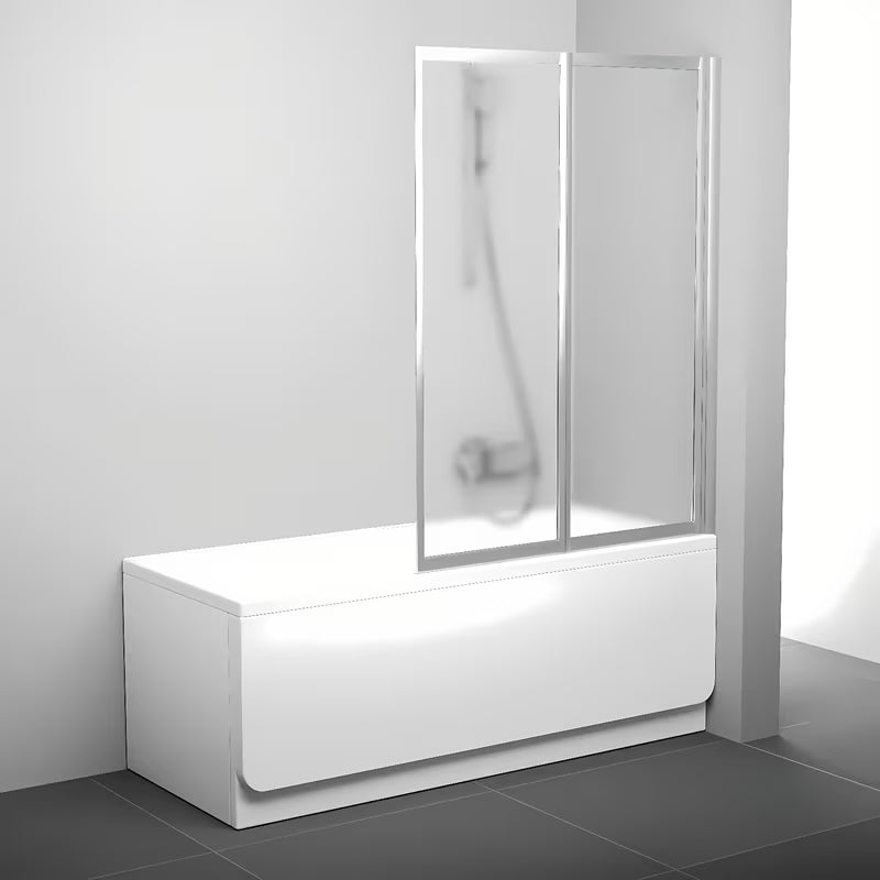 Sklopiva dvodelna stena za kopalno kad Ravak Supernova u izvedbi satin s neprozirnim staklom Grape