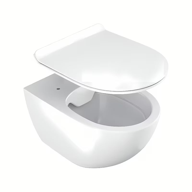 Bela viseča WC školjka Ravak Vita RimOff brez klasičnega splakovalnega roba s skritim pritrjevanjem EasyFix.