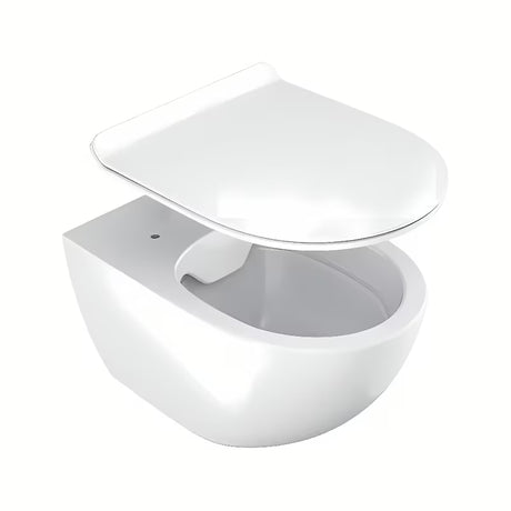 Bela viseča WC školjka Ravak Vita RimOff brez klasičnega splakovalnega roba s skritim pritrjevanjem EasyFix.
