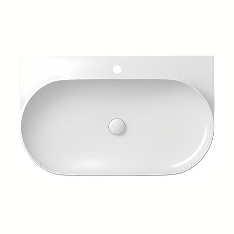 Bel keramični vgradni umivalnik Ravak Yard 80,5x50 cm z minimalistično obliko in odlagalno površino