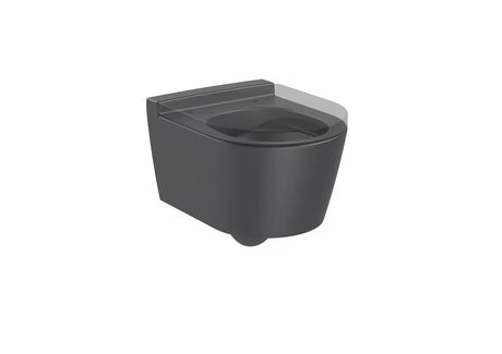Viseča WC Školjka Roca Inspira v mat barvi oniks z brezrobno izvedbo Rimless in skritim pritrjevanjem.