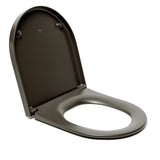WC deska Roca Inspira v barvi oniks s tehnologijo mehko Zapiranje Soft Close in snemljivo izvedbo EasyLock.